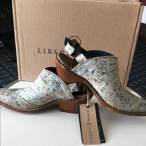 Liberty black leather western sz10 nib boot clog mule
